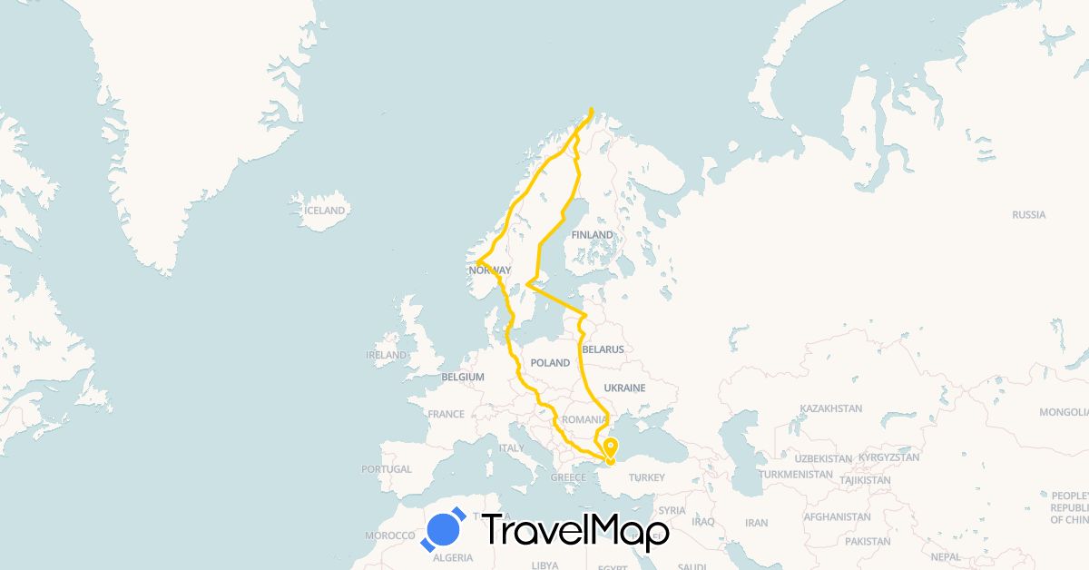 TravelMap itinerary: driving, best route @ogunkaptanogluofficial in Germany, Denmark, Norway, Slovakia, Turkey (Asia, Europe)